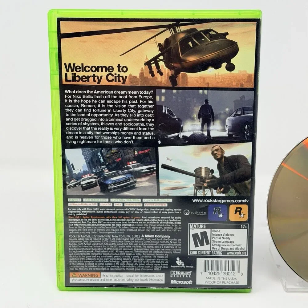 Grand Theft Auto IV GTA 4 Microsoft Xbox 360 Rockstar Complete CIB Map Tested